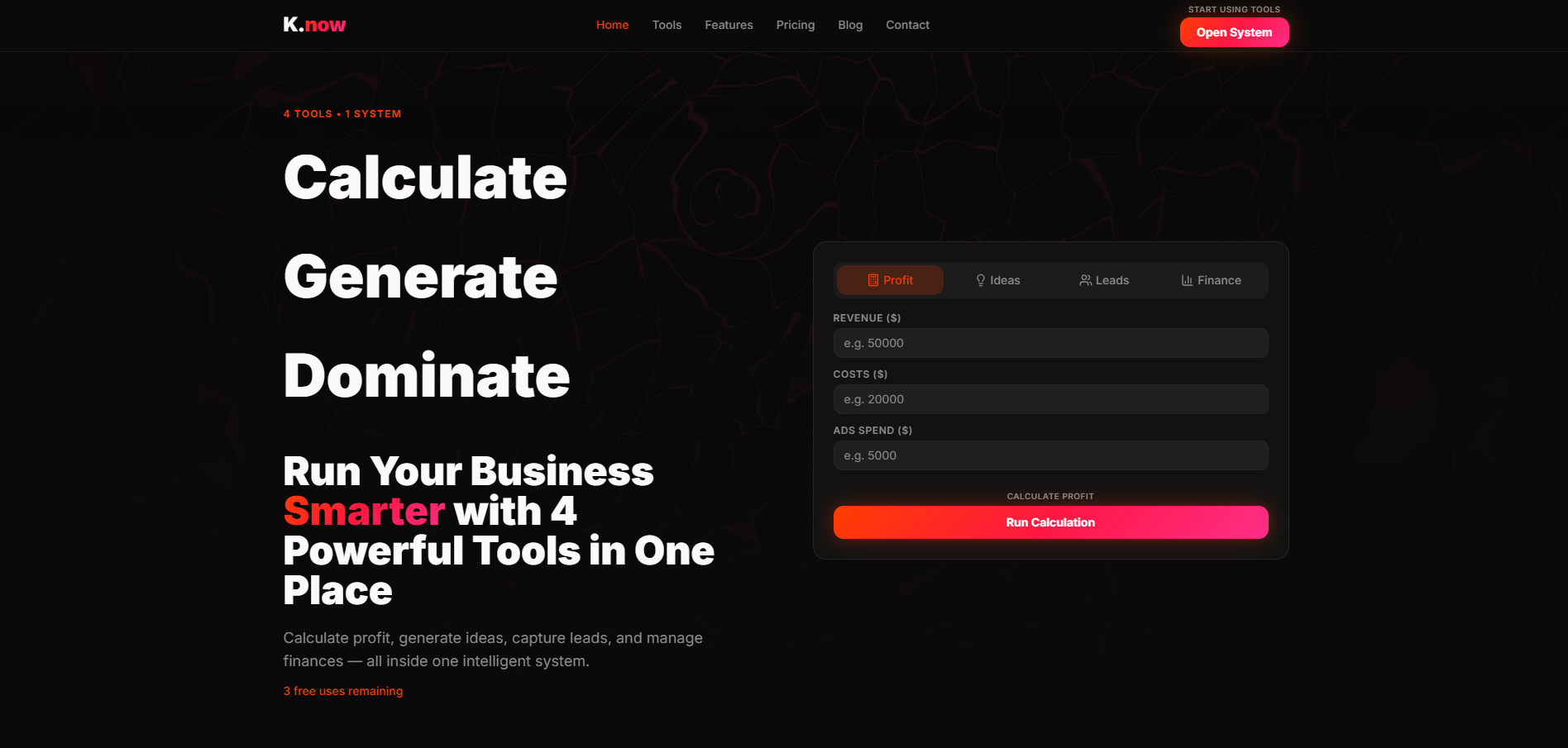 Know — Business platform template preview