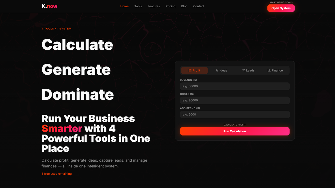 Know — Business platform template preview