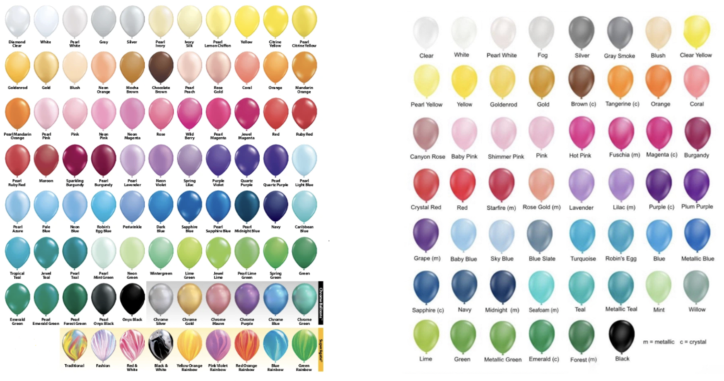 Balloon Color Chart