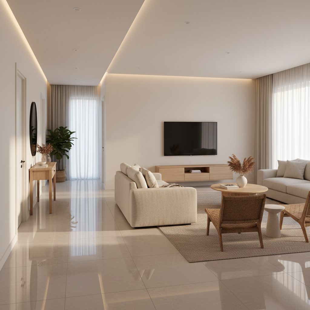 Beige Ceramic Residential Floor