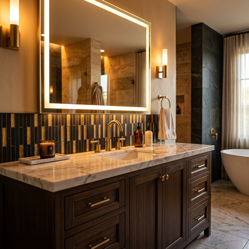 Gold and Black at the Vanity