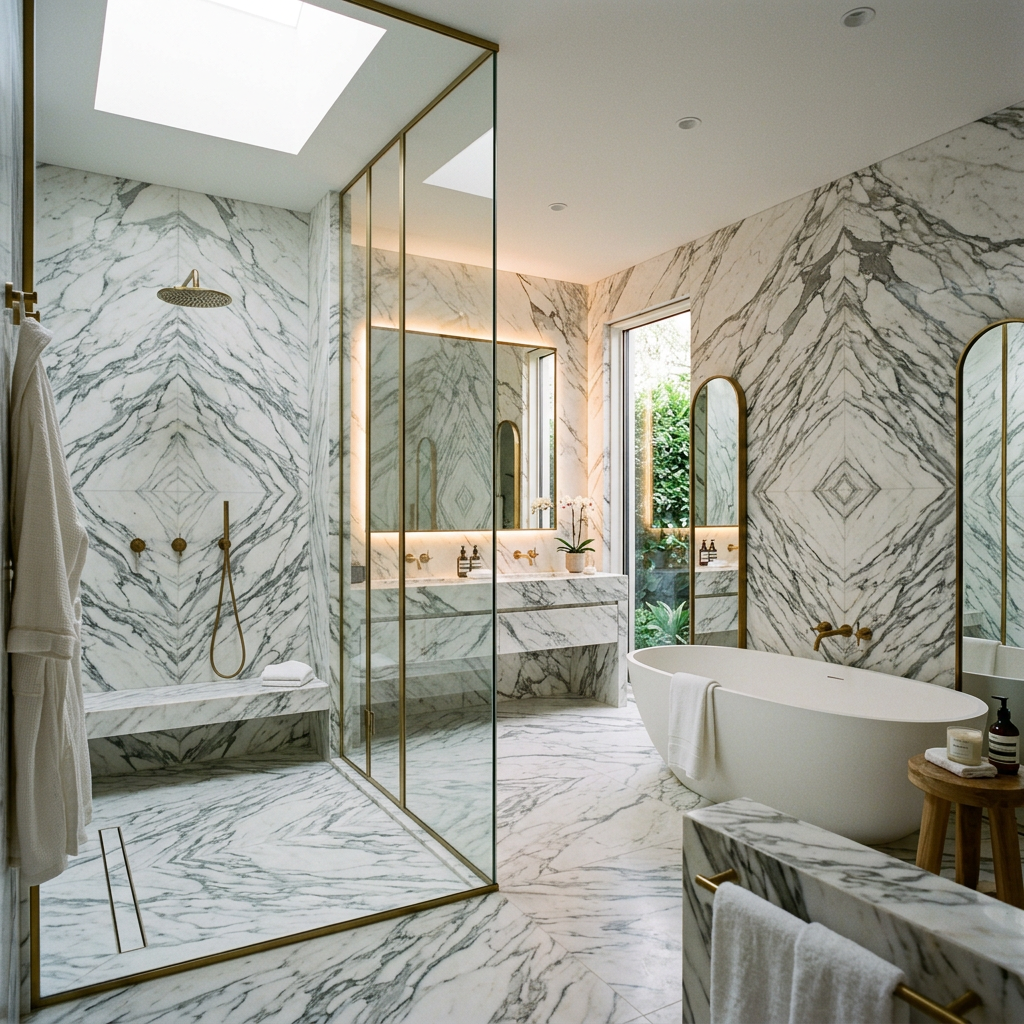 Arabescato Marble Shower Enclosure