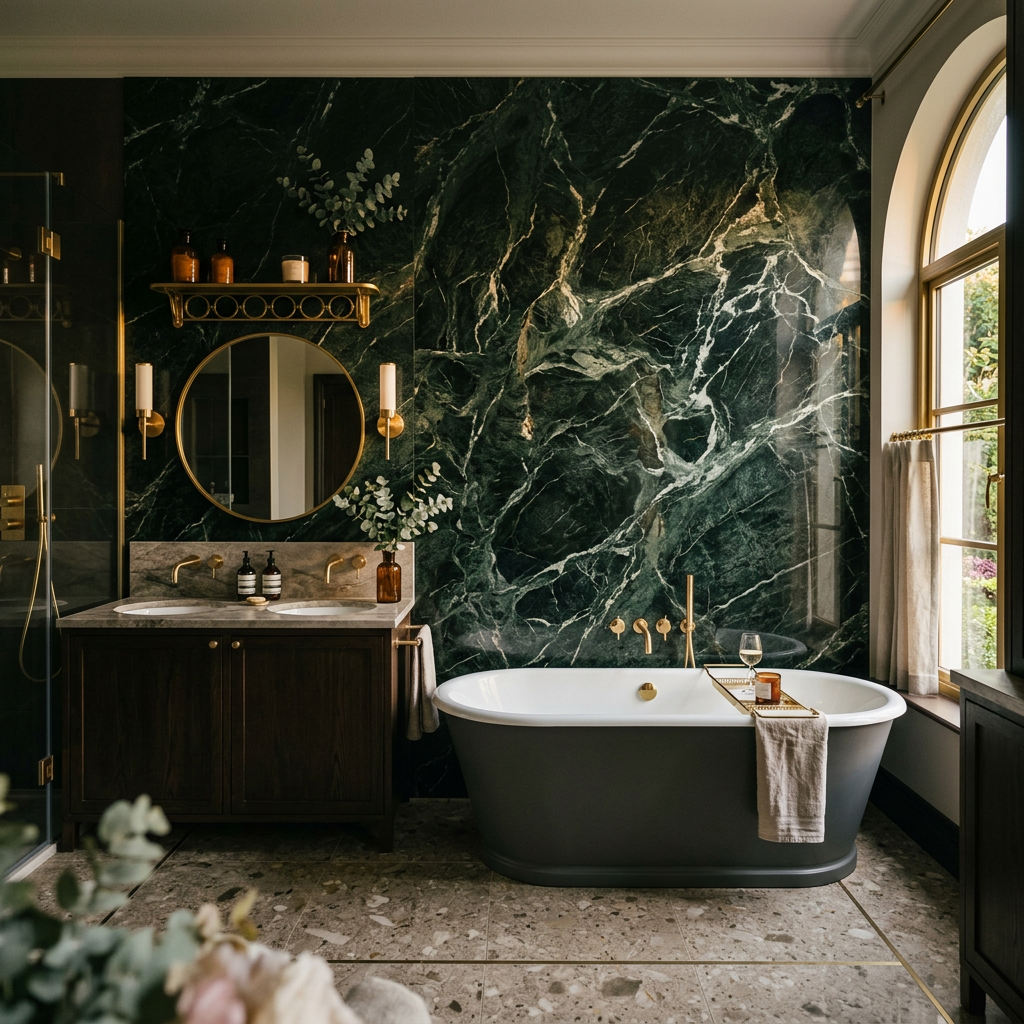 Verde Green Marble Master Bathroom
