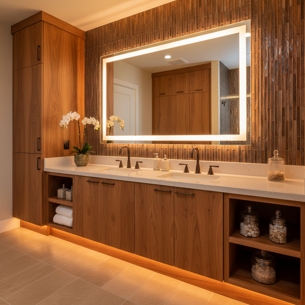 Bronze and Warmth at the Vanity