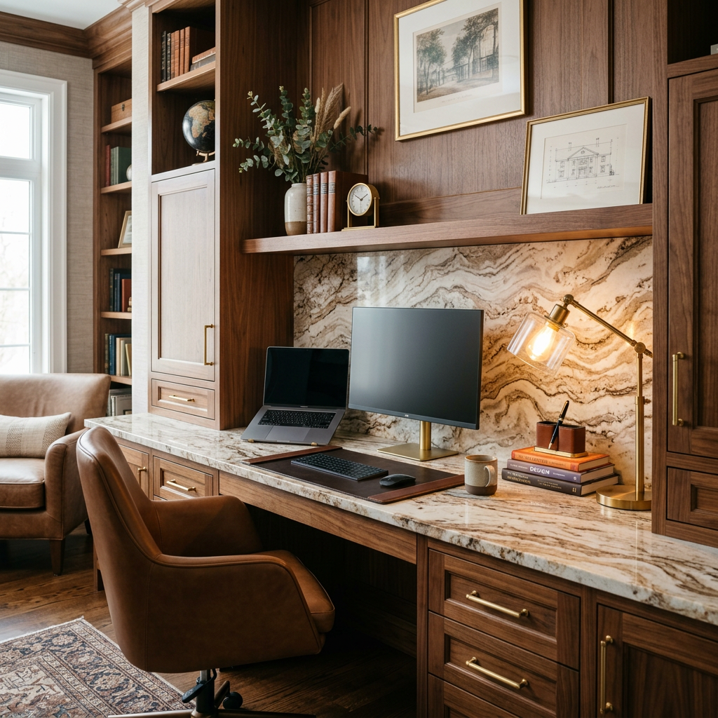 Fantasy Brown Granite Home Office Desk