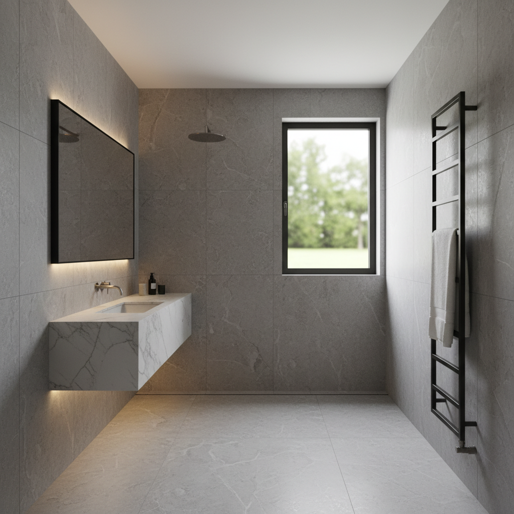 Grey Quartz Minimal Luxury Bathroom
