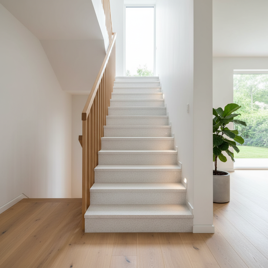 Plain White Granite Treads