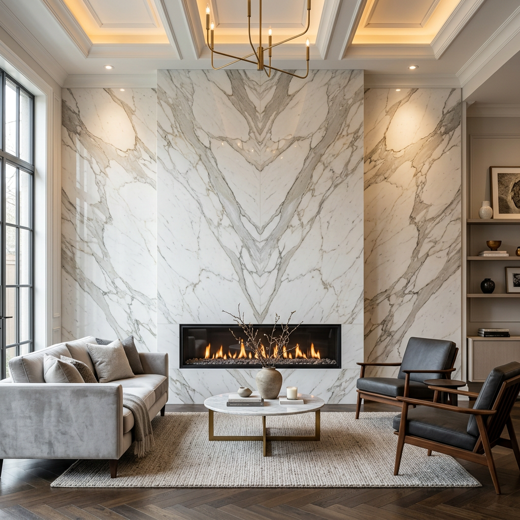 Statuario Marble Feature Wall