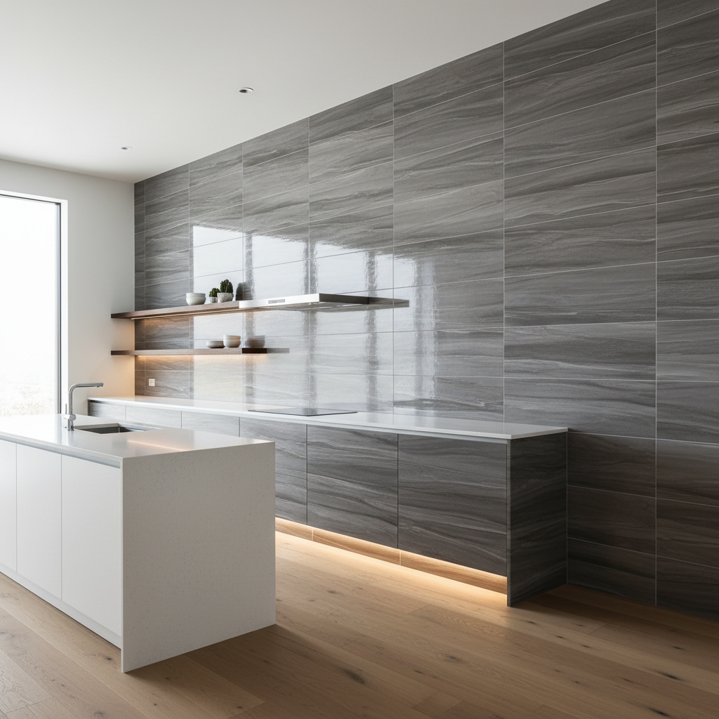Grey & White Porcelain Kitchen Wall