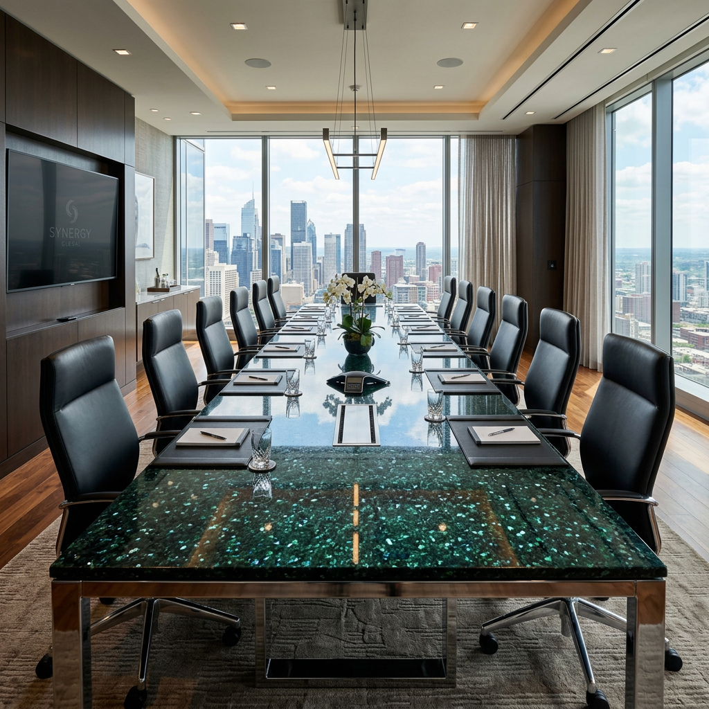 Emerald Pearl Granite Boardroom Table