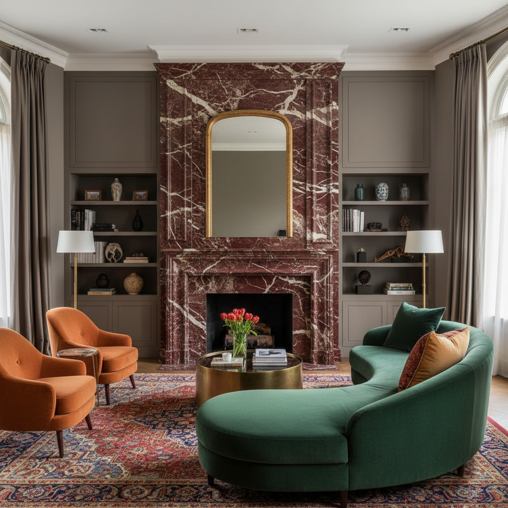 Rosso Levanto Red Marble Fireplace
