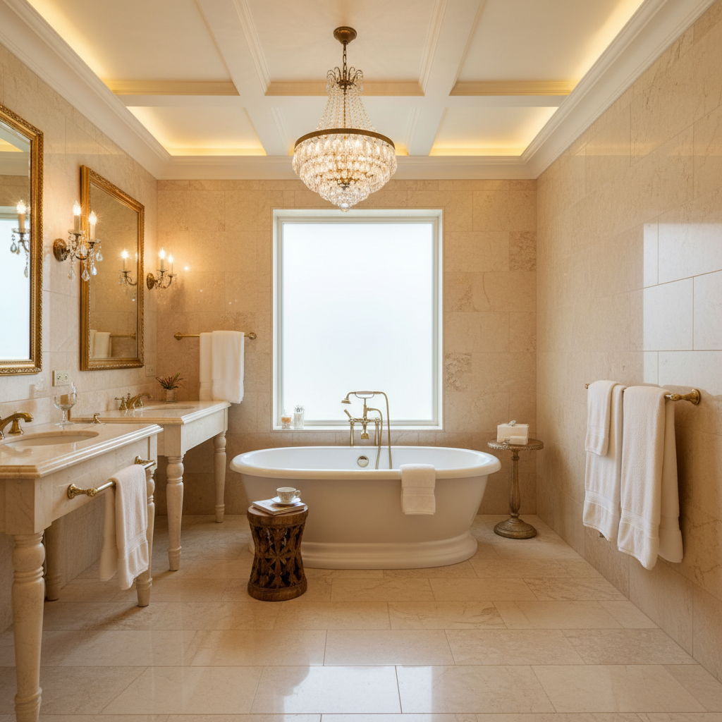 Crema Marfil Marble Classic Bathroom