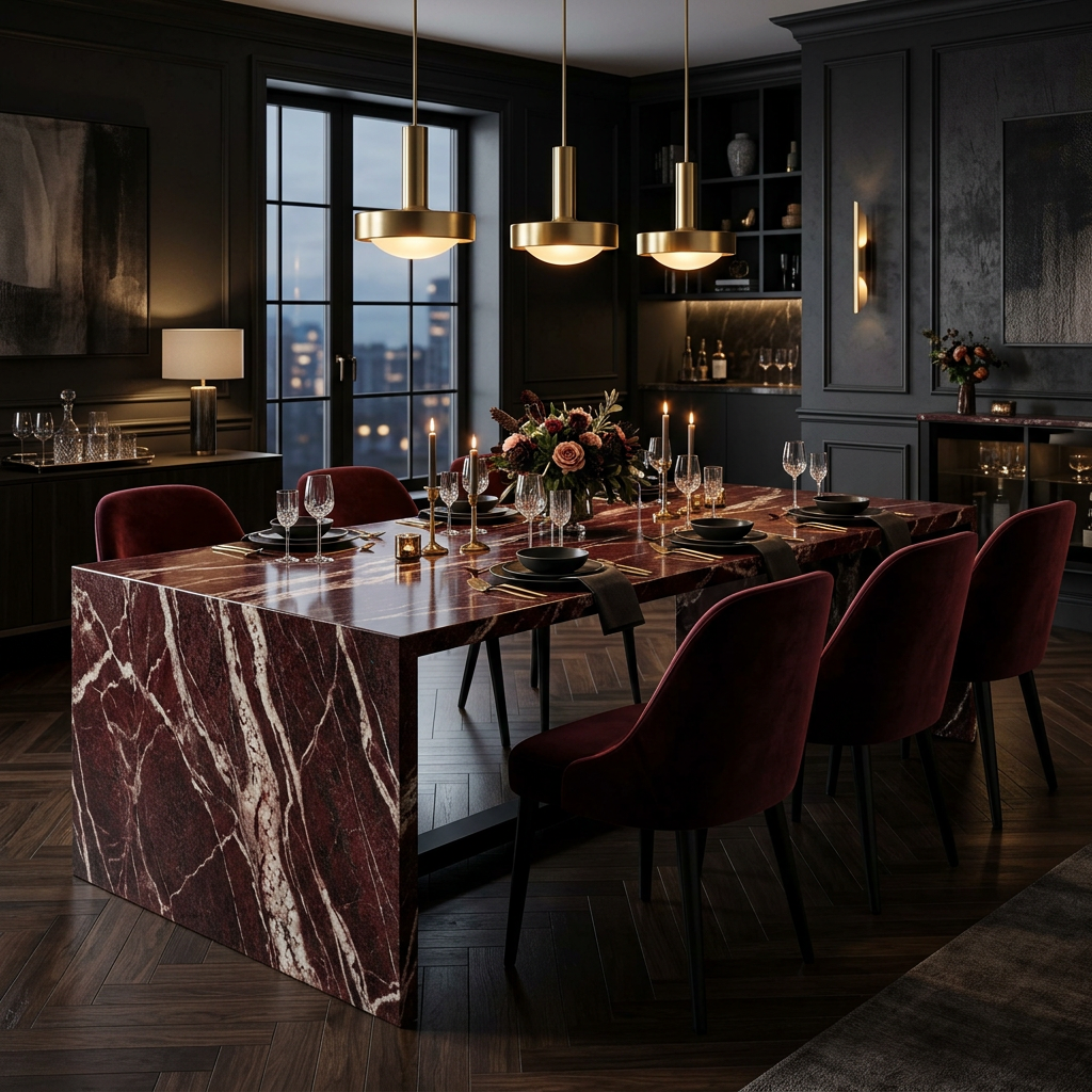 Book-Matched Granite Waterfall Table