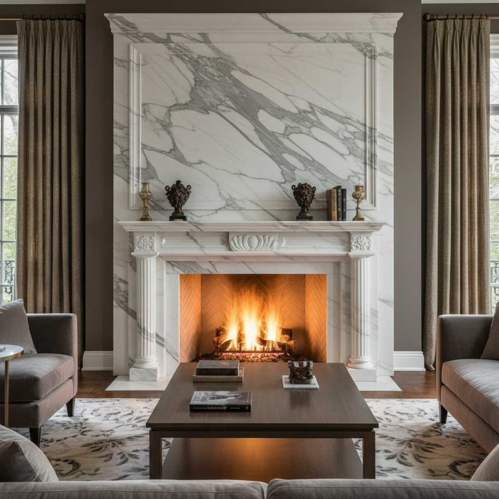 Grand Calacatta Marble Classical Mantelpiece