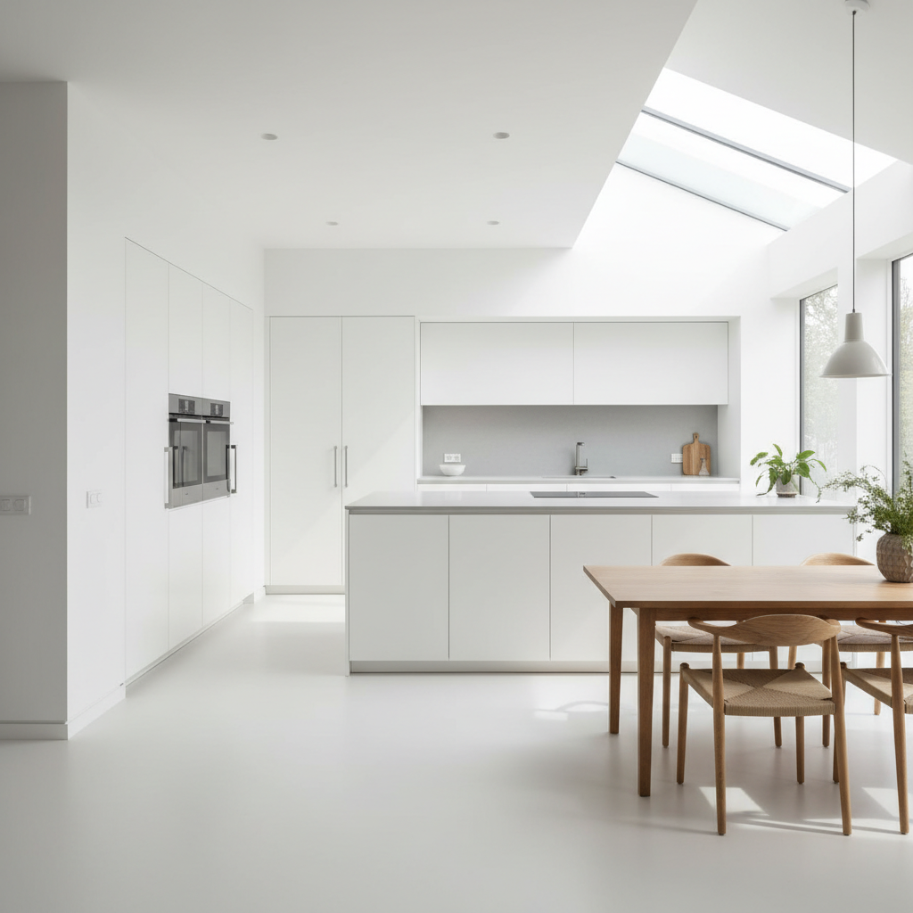 Continuous White Across Open Spaces