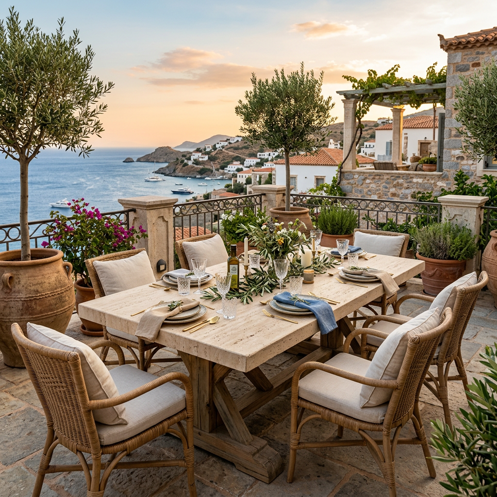 Travertine Outdoor Terrace Table