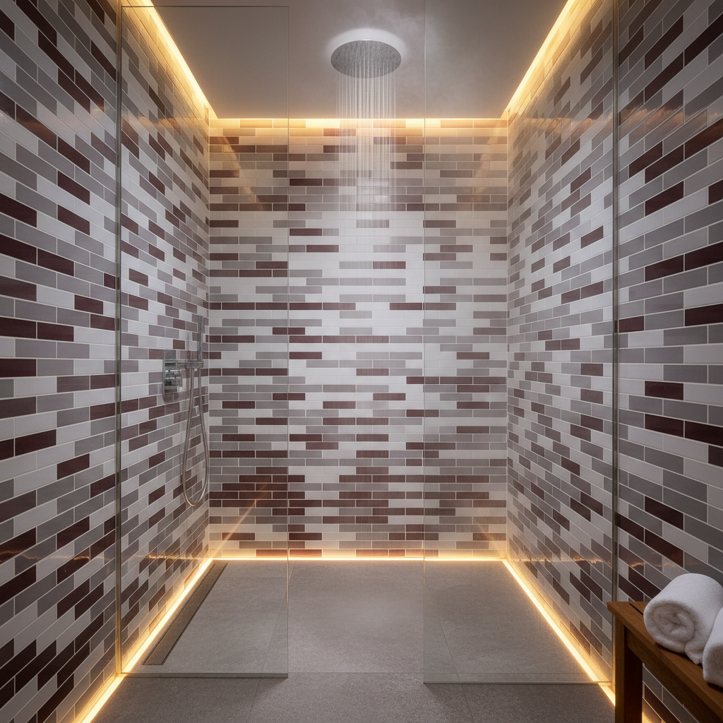 Shower Walls in Glass Mosaic