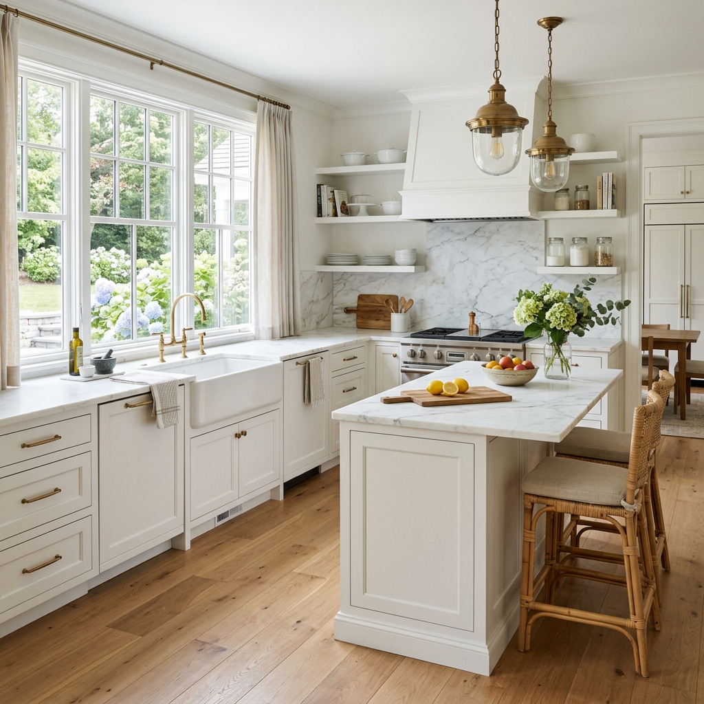 Hamptons White Marble Kitchen