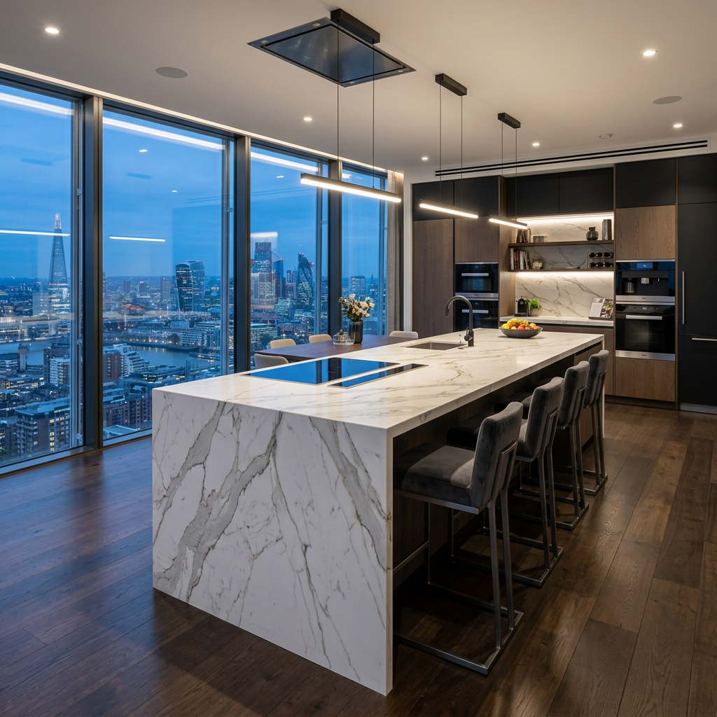 Penthouse Kitchen with City View