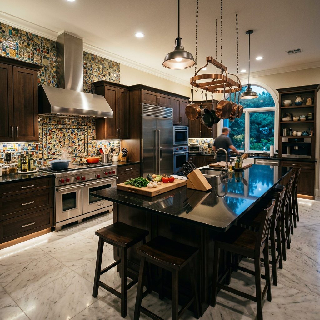 Chef's Kitchen with Black Granite