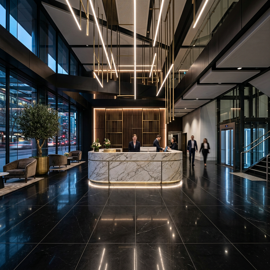 Commercial Lobby Black Stone Floor