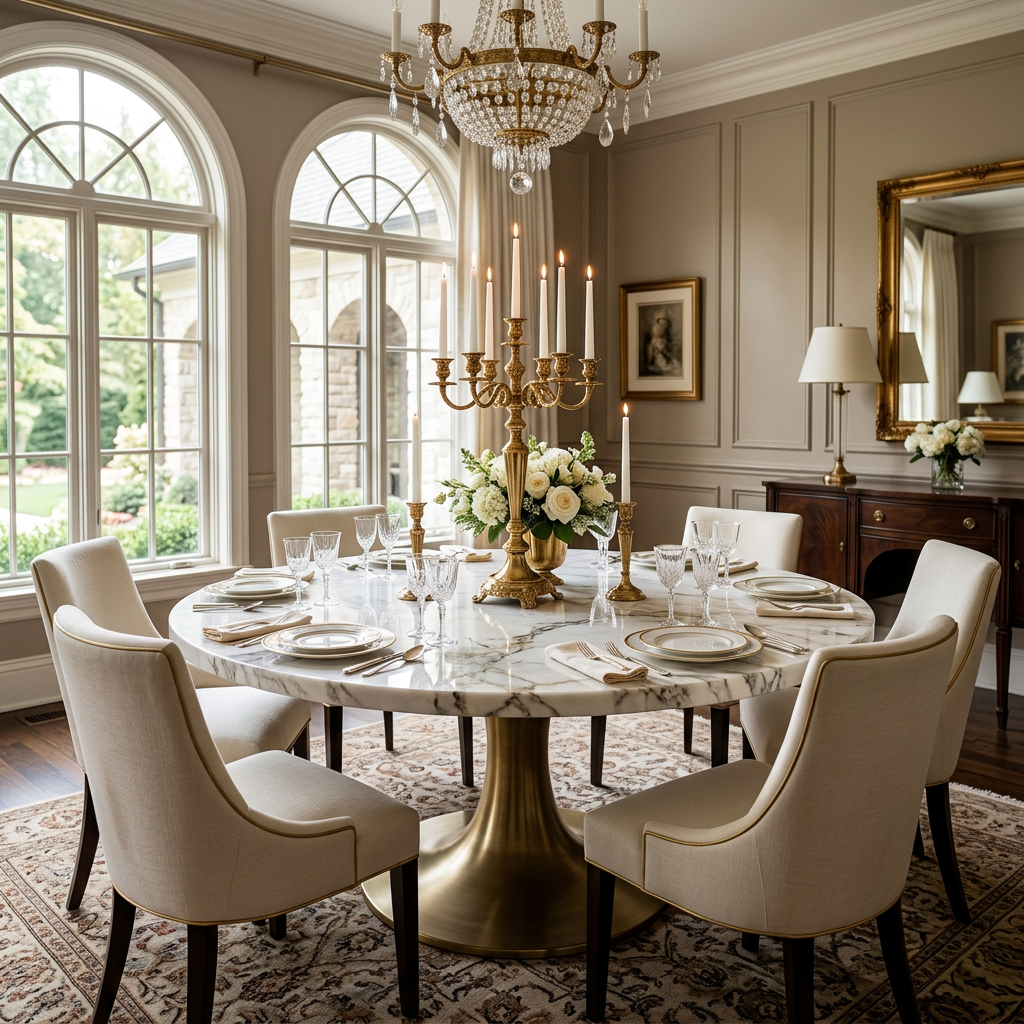 Round Calacatta Marble Dining Table