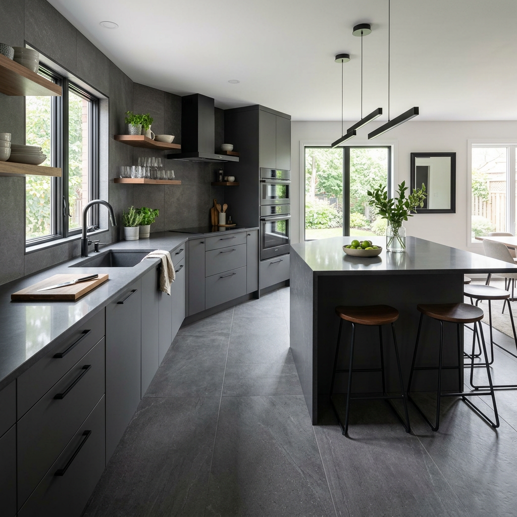 Dark Quartz Modern Kitchen
