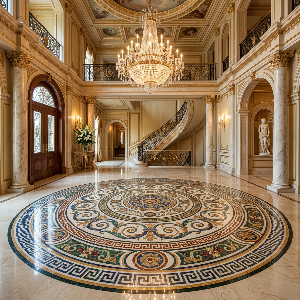 Mosaic Marble Floor Medallion