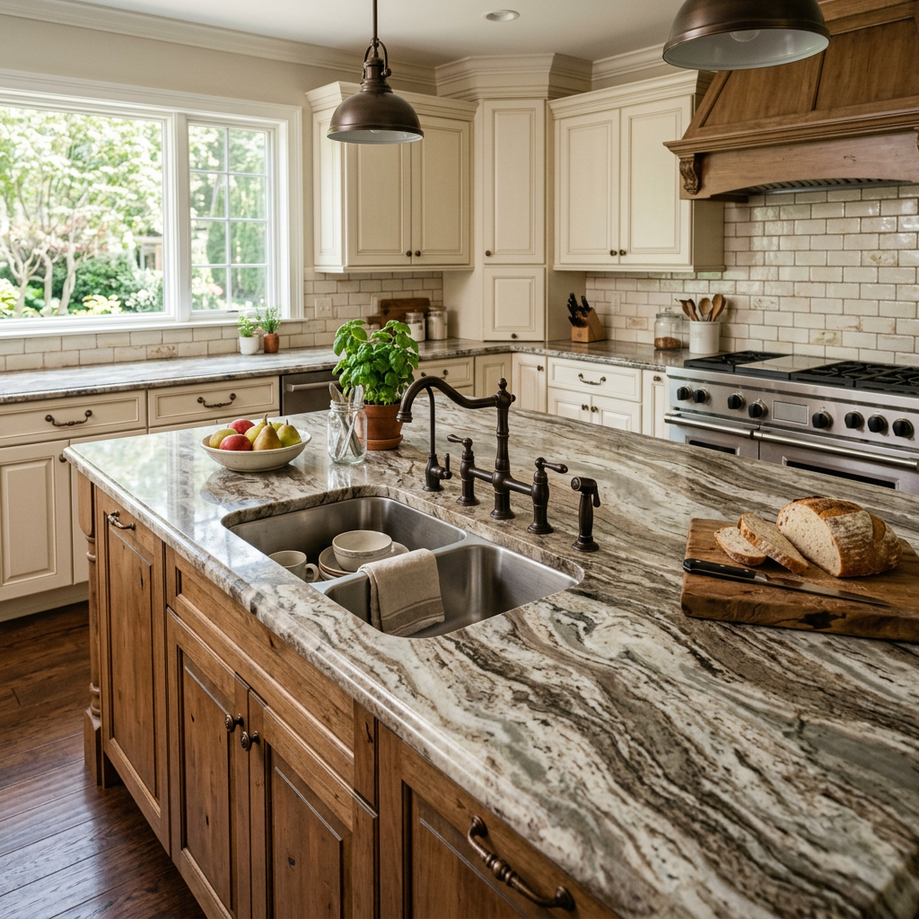 Fantasy Brown Granite Traditional Kitchen