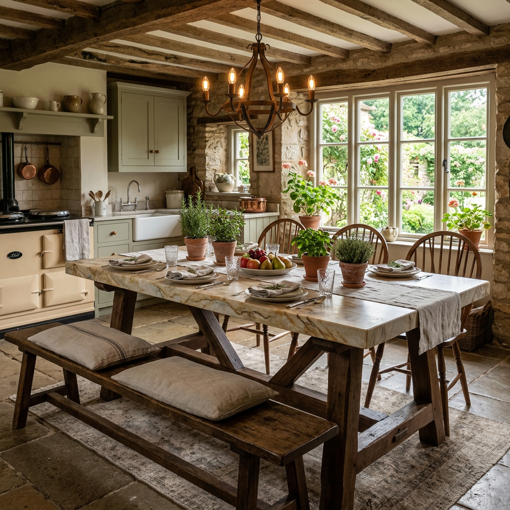 Taj Mahal Quartzite Farmhouse Table