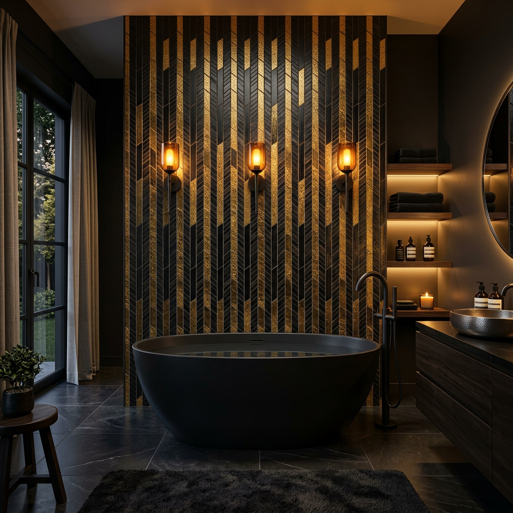 Black and Gold Floor to Ceiling