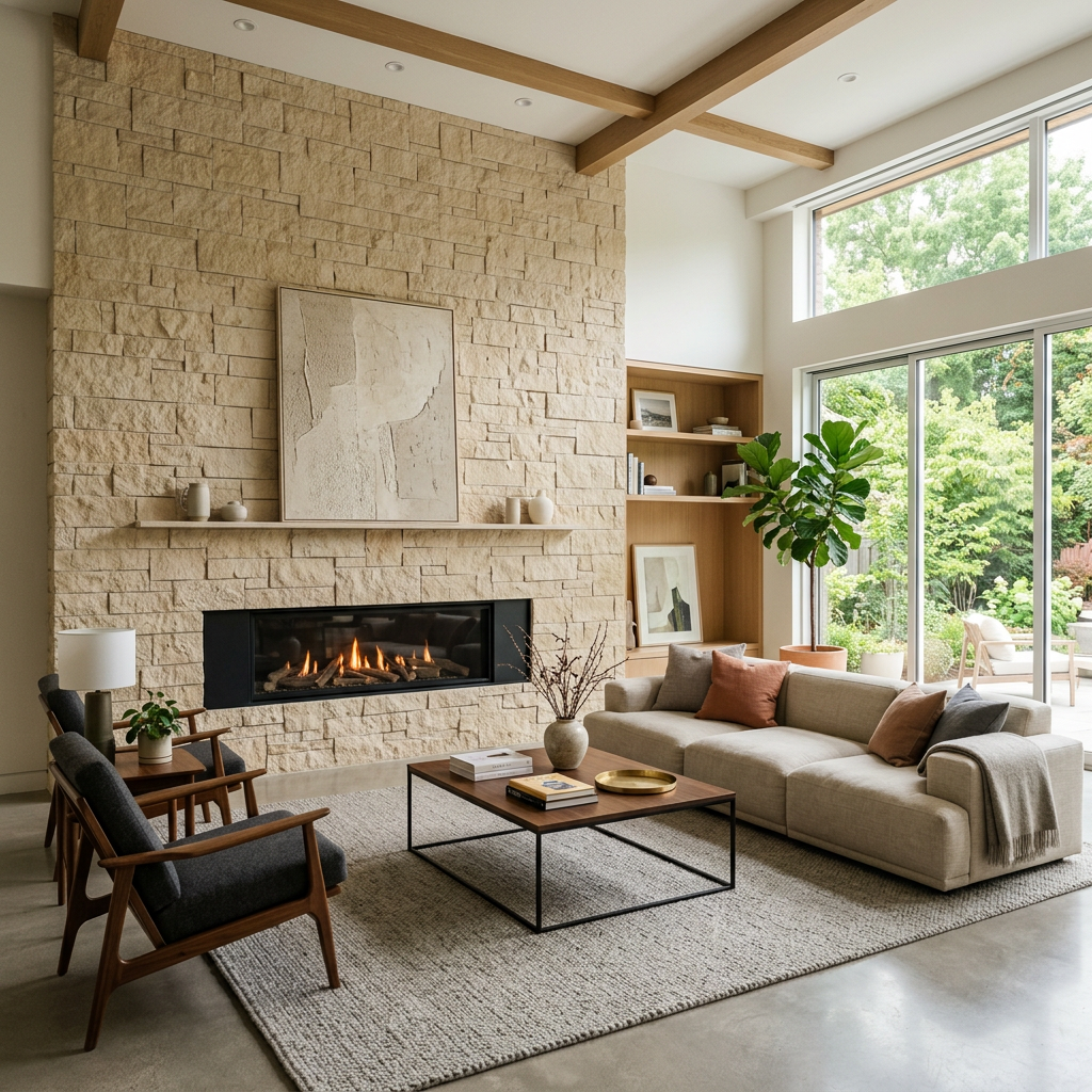 Limestone Living Room Wall