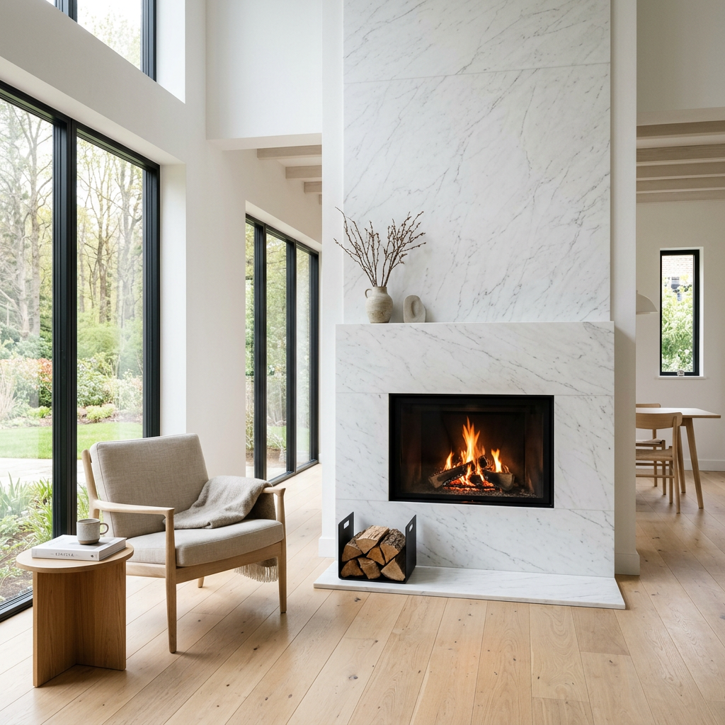Calacatta White Marble Fireplace