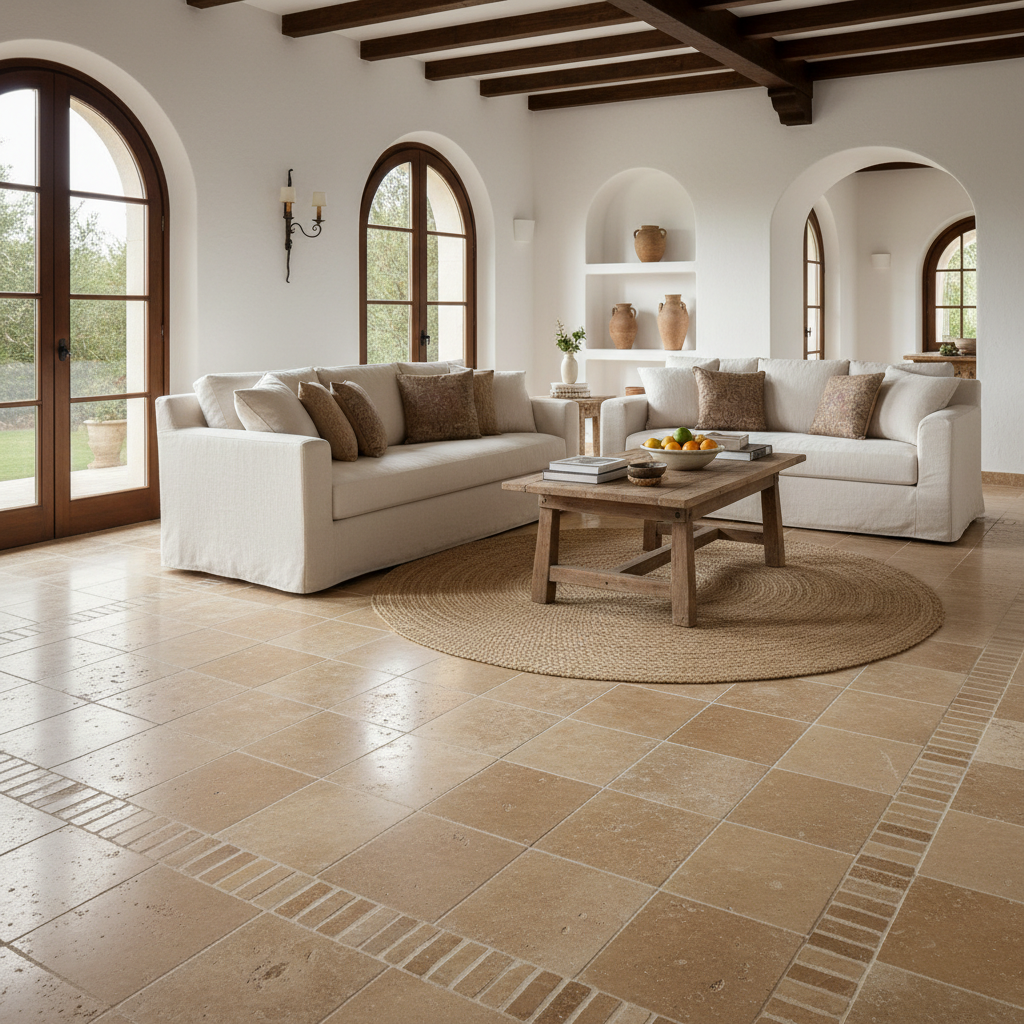 Travertine Villa Living Room Floor