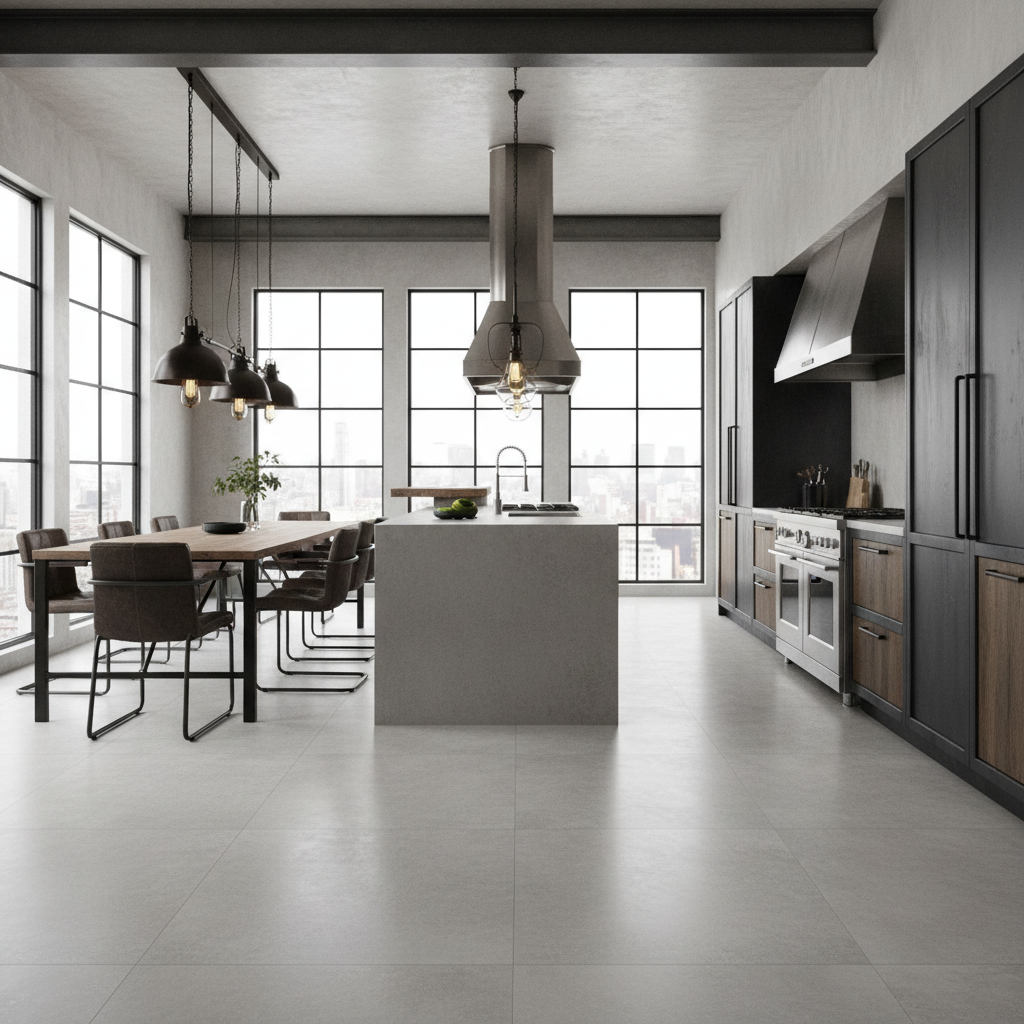 Grey Concrete Across the Open Plan