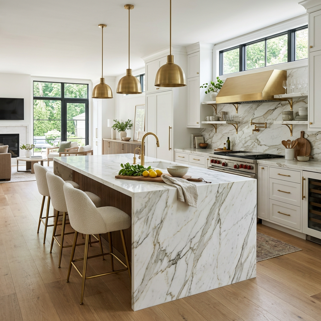 Calacatta Marble Kitchen Island