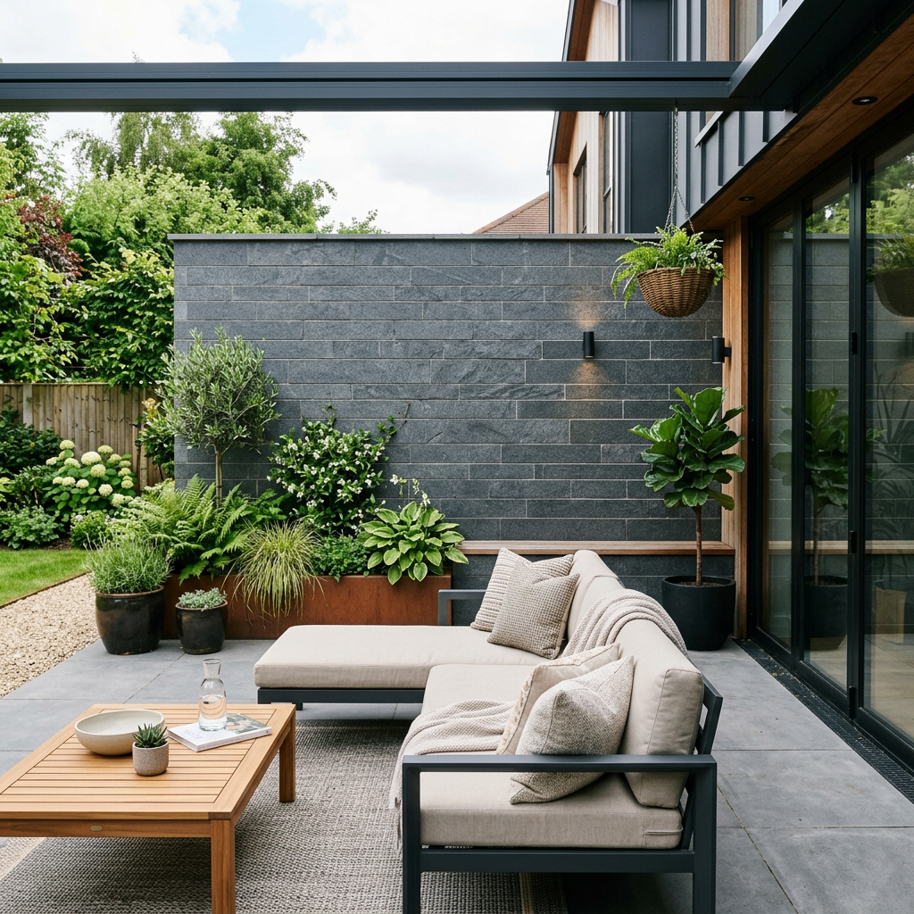 Grey Granite Garden Wall