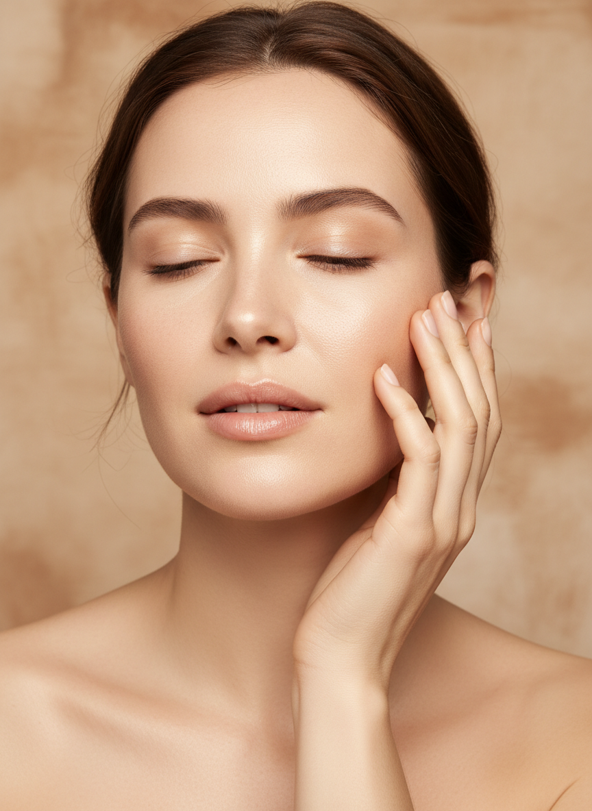 Radiant glowing skin, luxury skincare treatment aesthetic