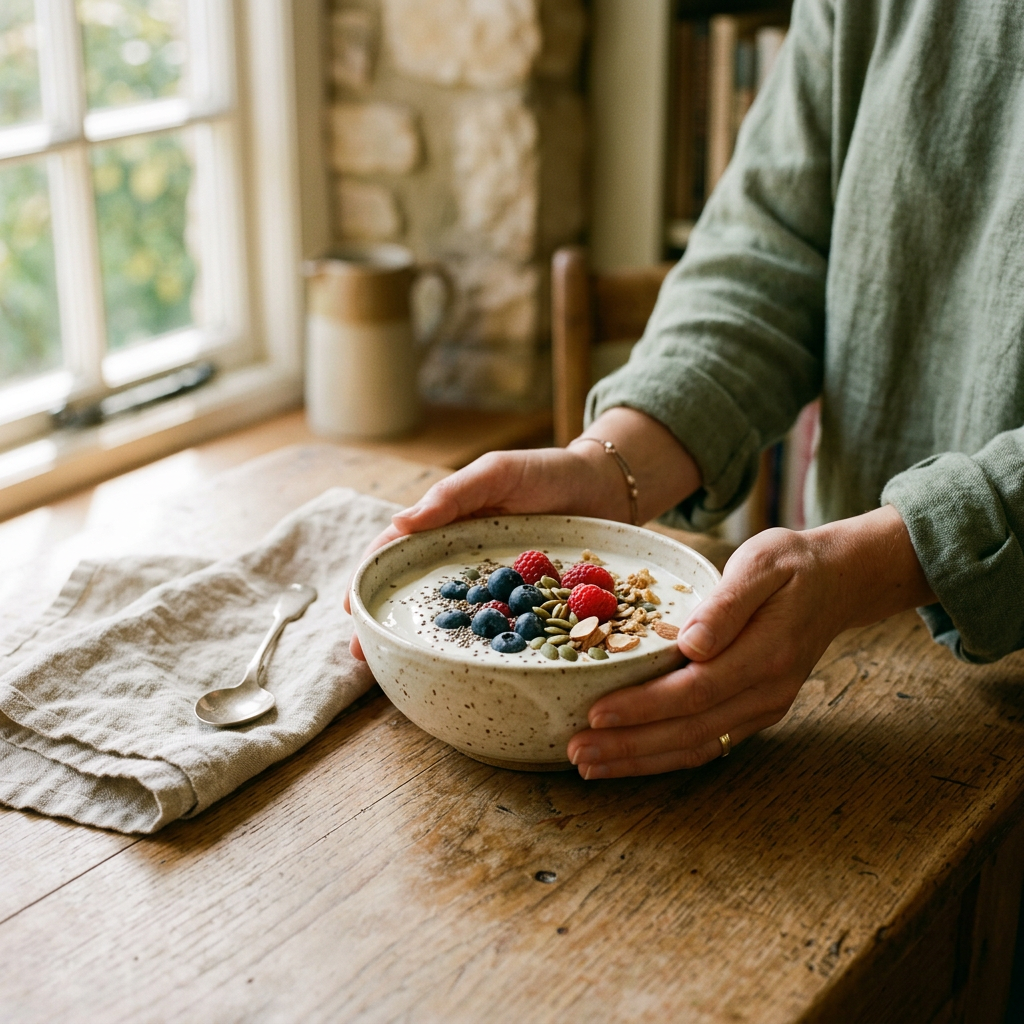 Probiotic-rich yoghurt with berries — gut health in your 40s