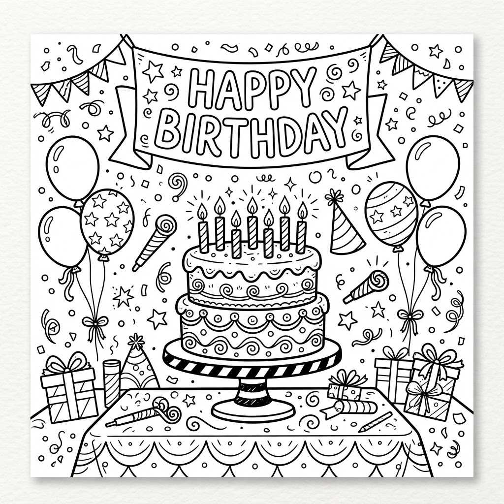 Birthday Card sample coloring page