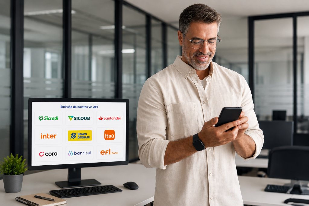 Emissão de boletos via API bancária — bancos integrados ao Gestor Imobiliária
