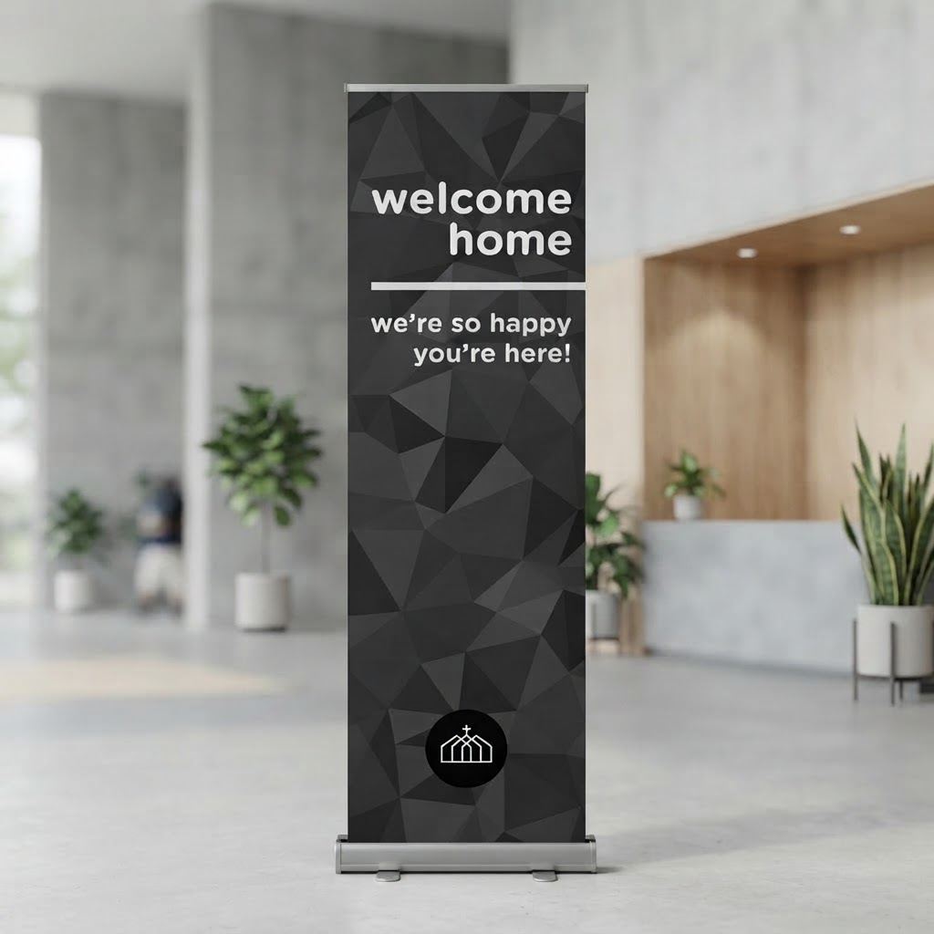 Retractable Banner — "welcome home"