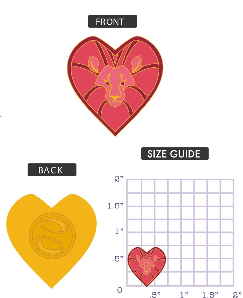 Lion Heart pin size guide