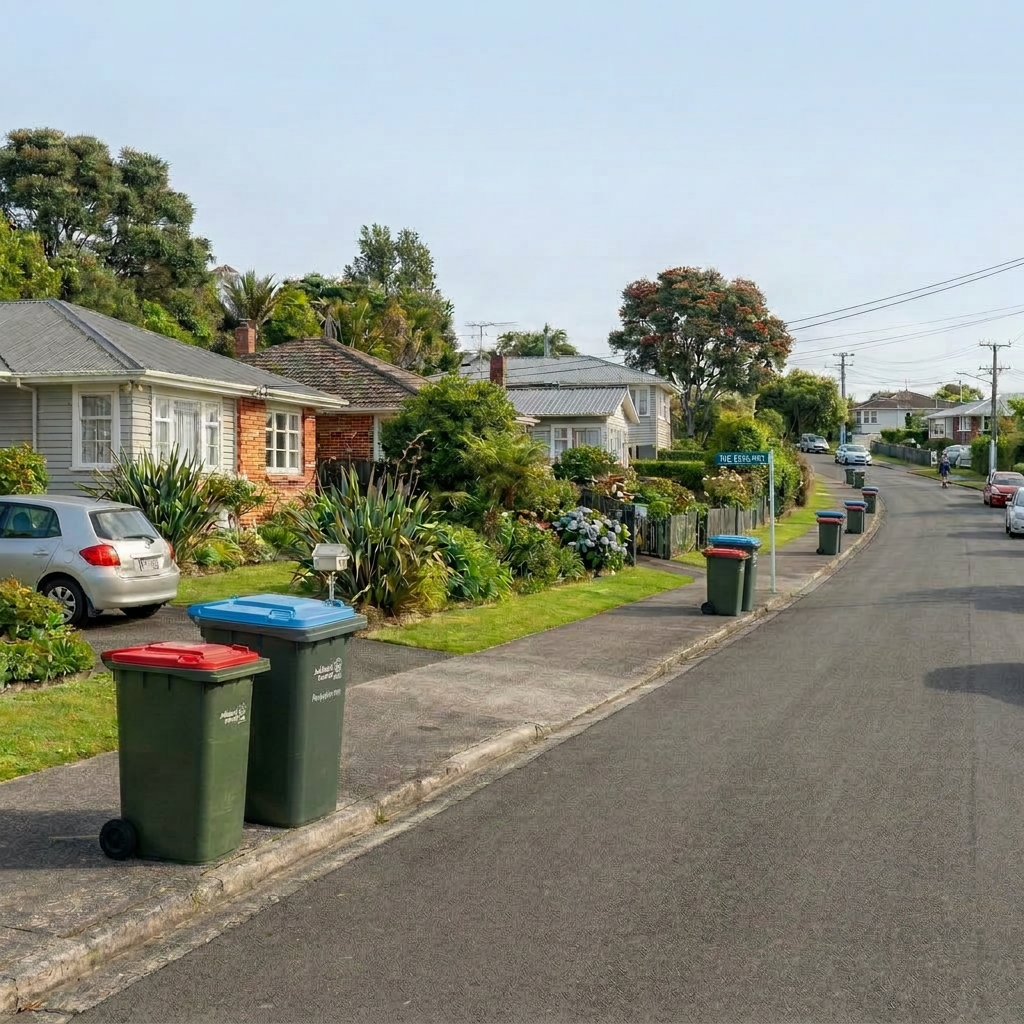 Residential bins ready for collection