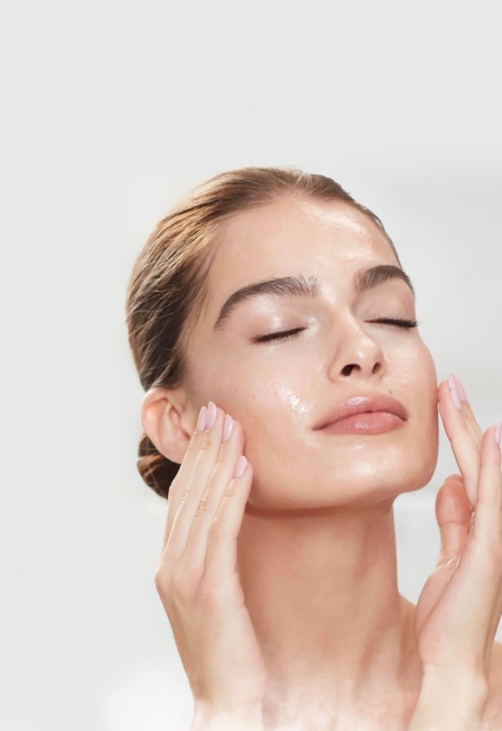 Woman with radiant glowing skin