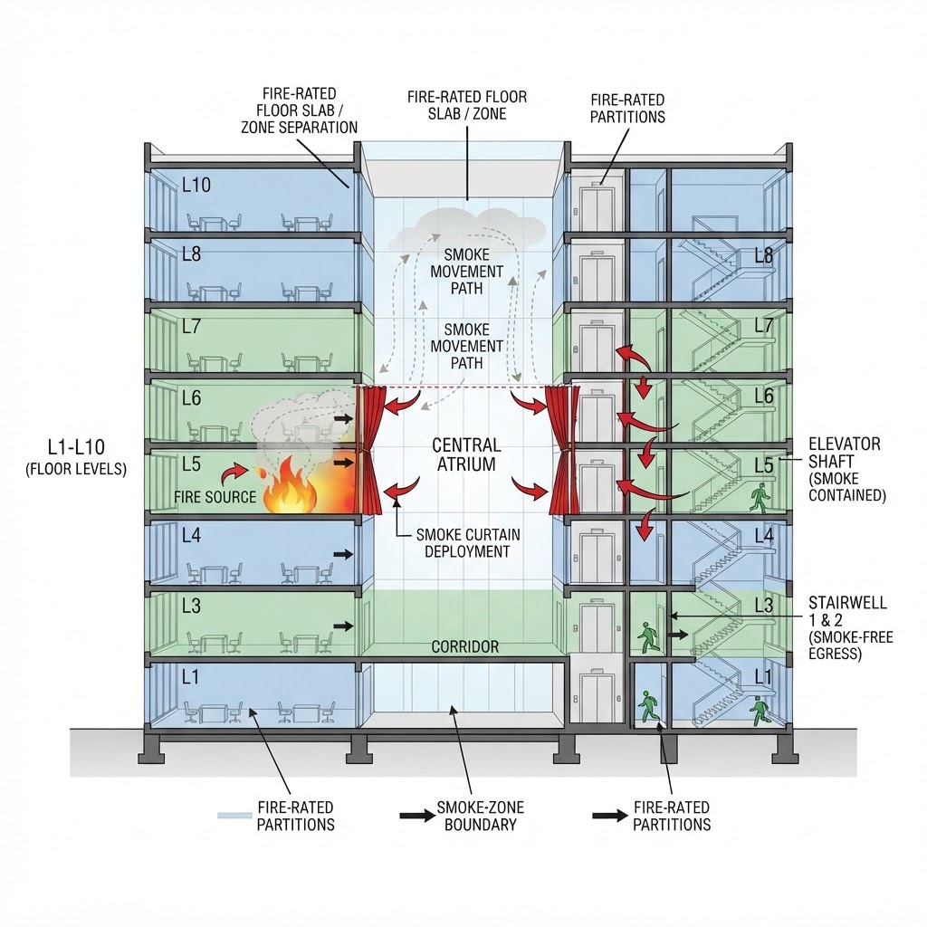 Fire compartmentalization diagram