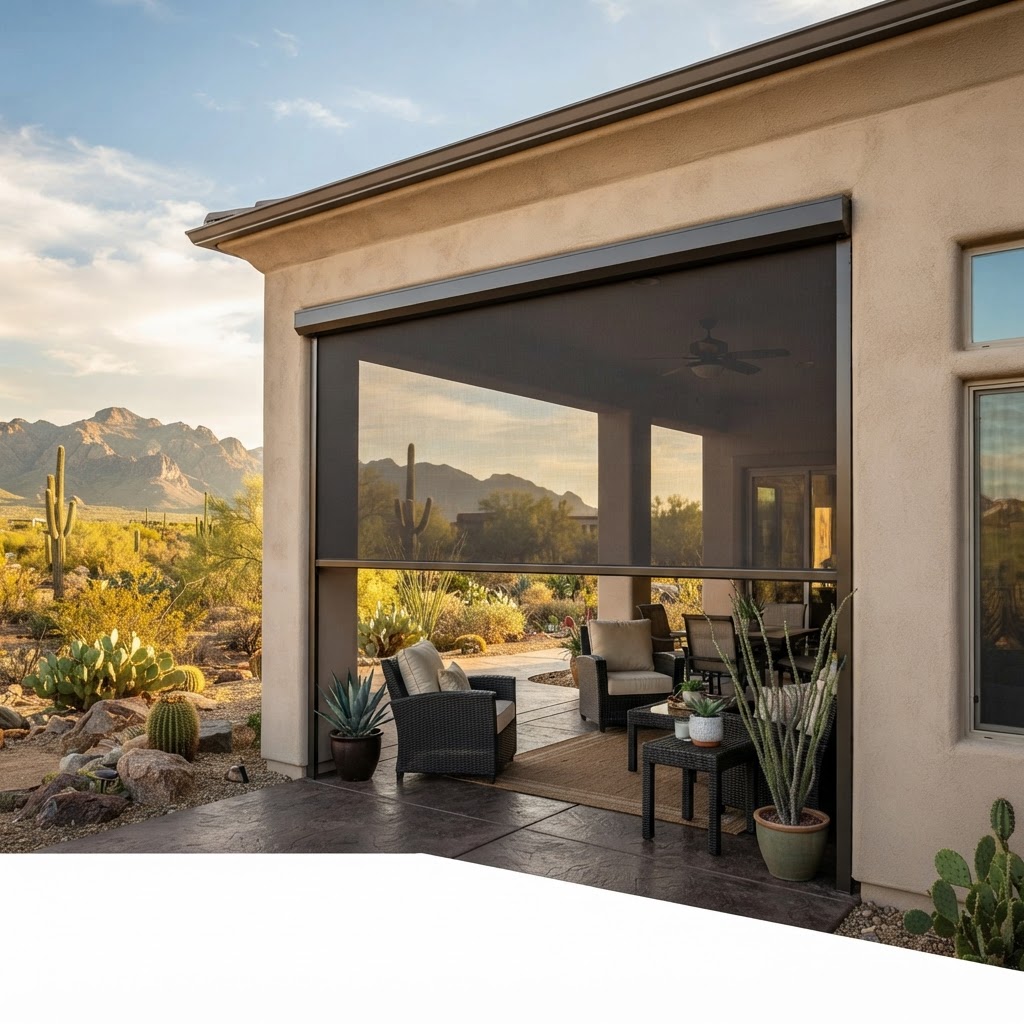 Custom Roll-Down Patio Screen Shades