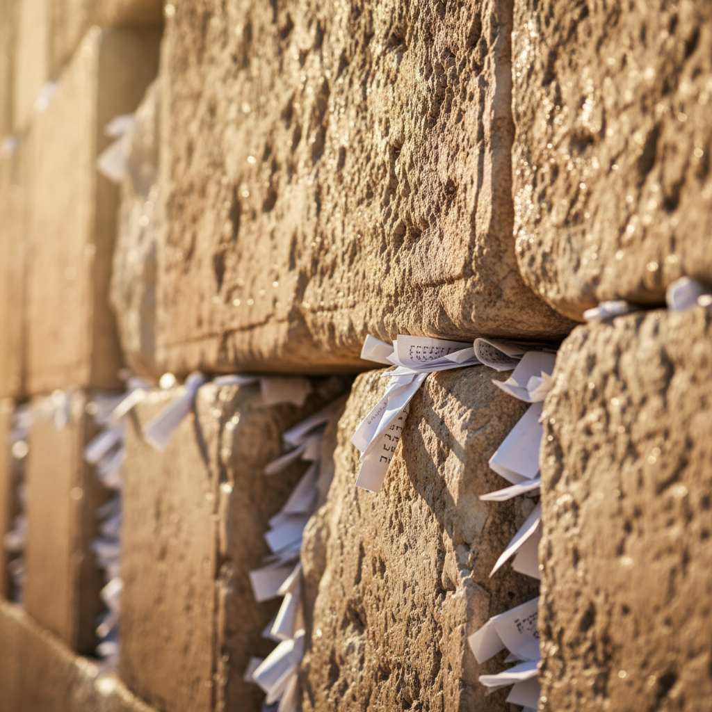 Thousands of prayers fill the ancient cracks — each one a heartfelt hope