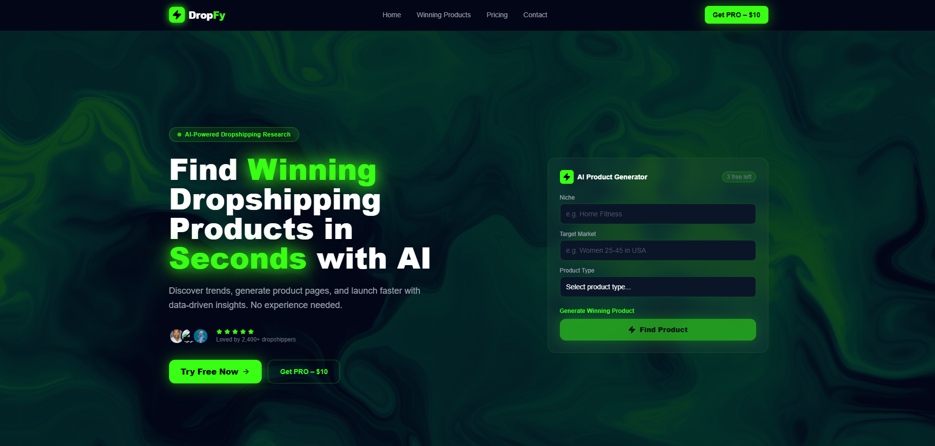 Dropfy — Product Analysis Tool template preview
