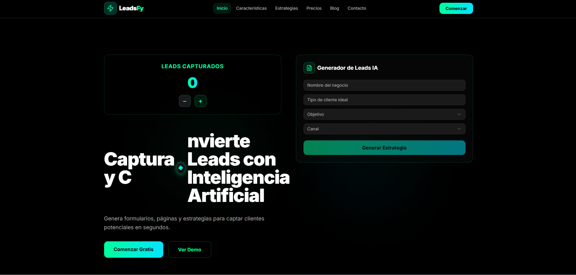 Leadora — Plataforma para captación de leads template preview